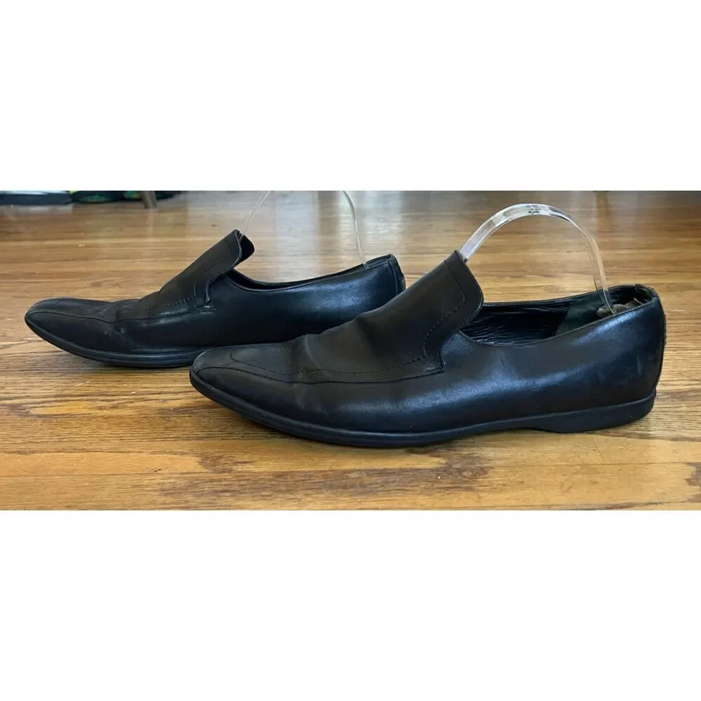GUCCI Black Leather Slip On Slide Loafers Shoes  Mens Size 9